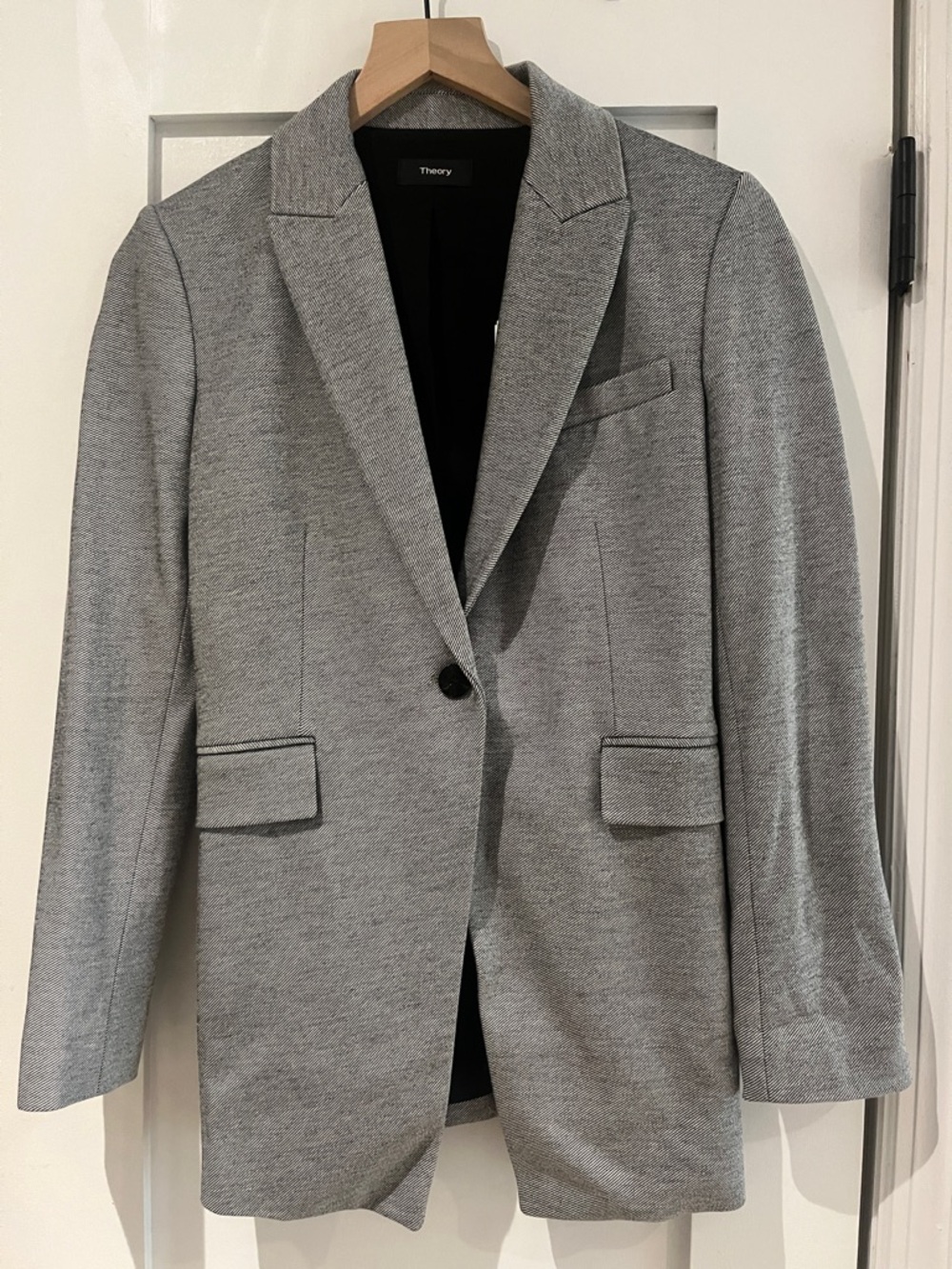 Theory Light Gray Single-Button Blazer